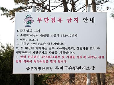 운산초등학교 남중분교장 국유림 안내판 썸네일 이미지